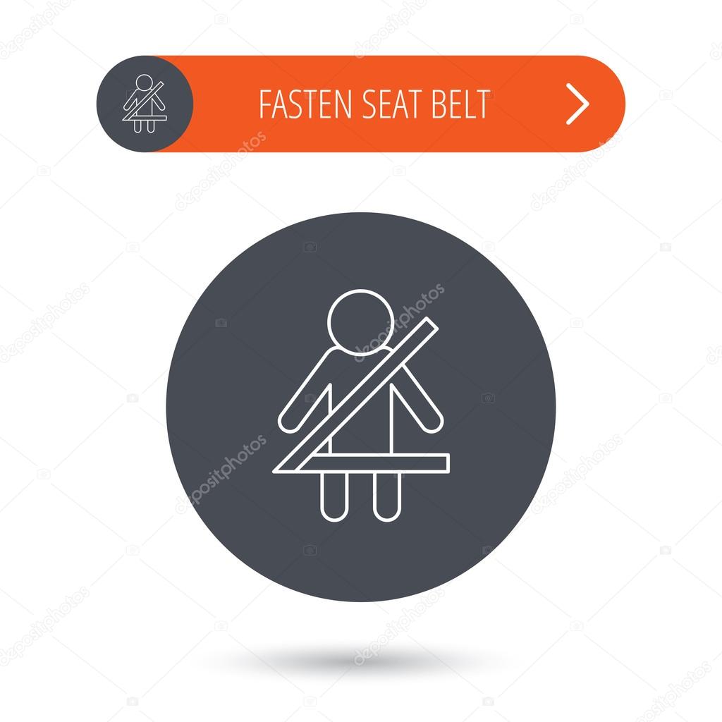 Fasten seat belt icon. Human silhouette sign.
