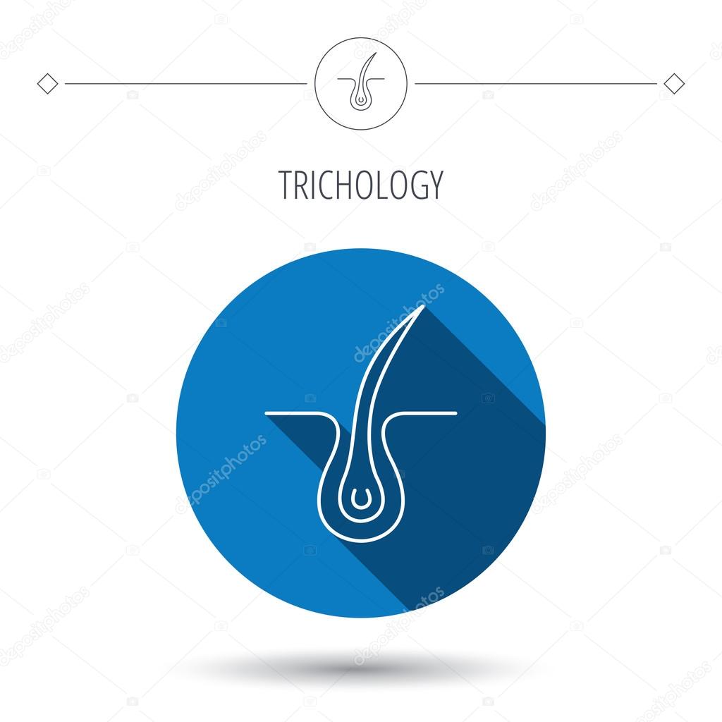 Trichology skin icon. Dermatology hair sign.