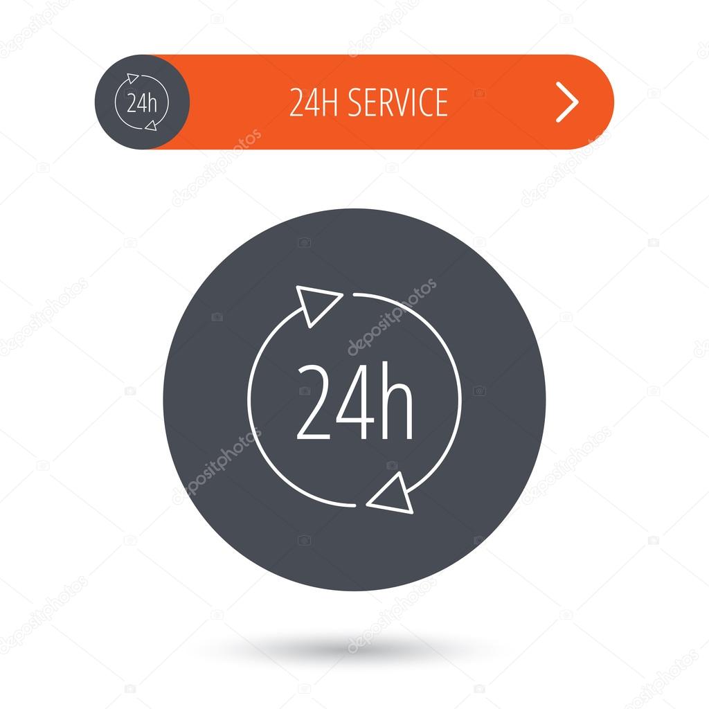 Twenty four hours icon. Customer service sign.