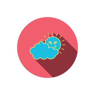 Bulutlu gün güneş simgesi olan. Bulutlu hava işareti.