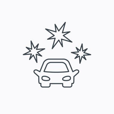 Temiz araba simgesi. Yıkama istasyonu işareti Temizleme.