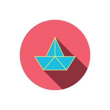 Kağıt tekne simgesi. Origami gemi işareti.