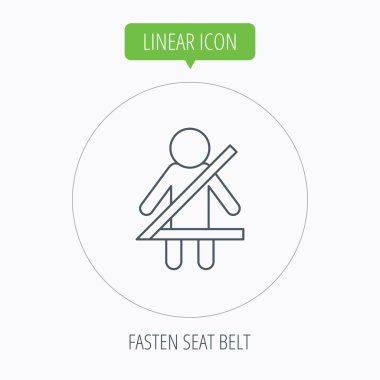 Emniyet kemeri simgesi bağlayın. İnsan siluet işareti.