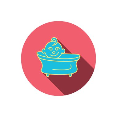 Bebek Banyo simgesi. Yürümeye başlayan çocuk banyo işareti.