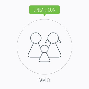 Aile simgesi. Erkek, kadın ve çocuk imzalamak.