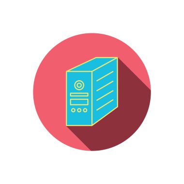 Bilgisayar sunucu simgesi. PC servis talebi veya kule işareti.