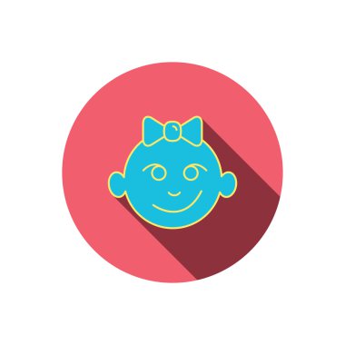 Bebek kız yüz simgesi. Çocuk gülümseme işareti ile.