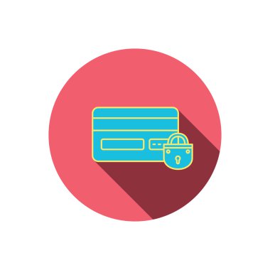 Engellenen kredi kartı simgesi. İşareti alışveriş.