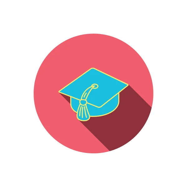 Icono de la tapa de graduación. Señal de ceremonia de diploma . — Vector de stock