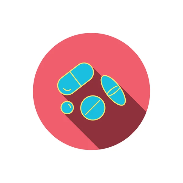 Icona delle pillole. Compresse medicinali o segni di farmaci . — Vettoriale Stock