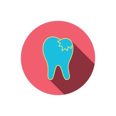 Diş dolguları simgesi. Diş restorasyon işareti.