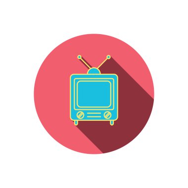 Retro tv simgesi. Televizyon anteni işareti ile.