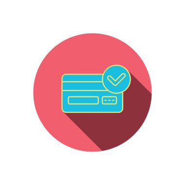 Onaylı kredi kartı simgesi. İşareti alışveriş.