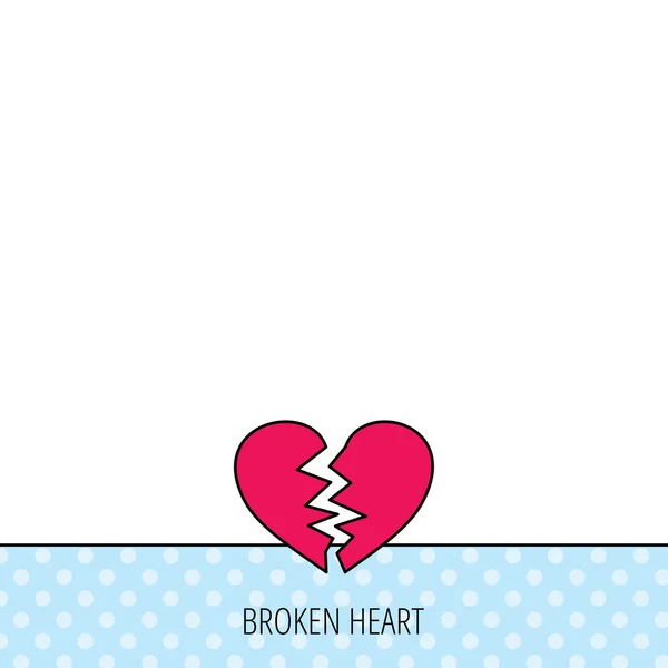 Gebroken hart pictogram. Echtscheiding teken. — Stockvector