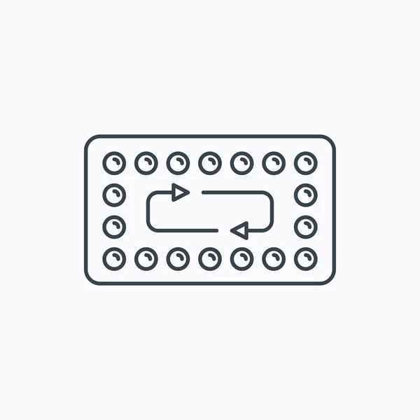 Doğum kontrolü hapları simgesi. Farmakoloji İlaçlar. — Stok Vektör