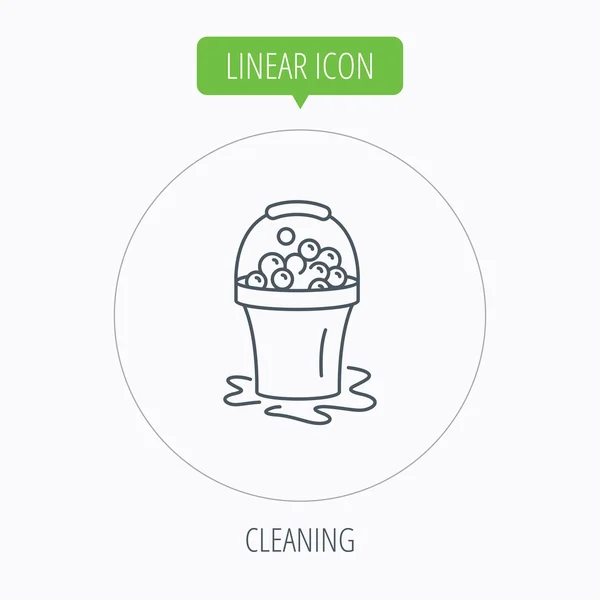 Mýdlové čisticí ikona. Kýbl s pěny a bublin — Stockový vektor