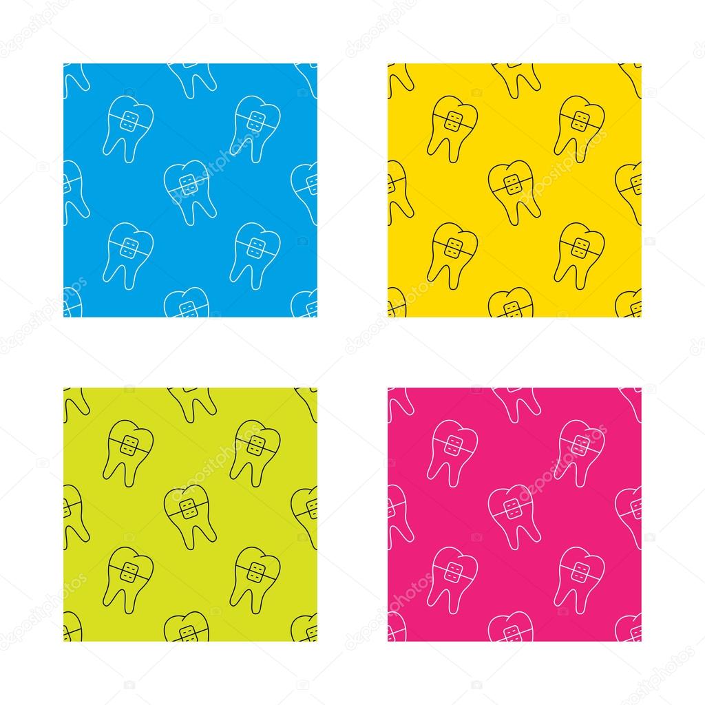Dental braces icon. Tooth healthcare sign.