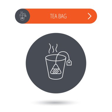 Çay poşeti simgesi. Doğal sıcak içecek işareti.