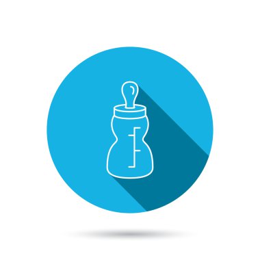 Besleme şişe simgesi. Emzik ile içerken.