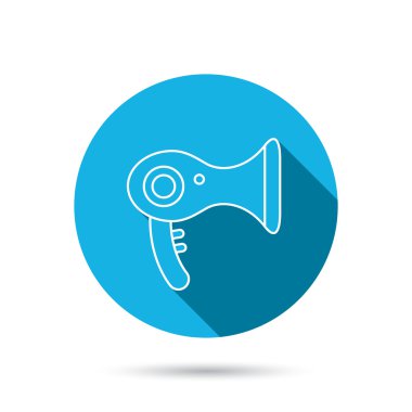 Saç kurutma makinesi simgesi. Elektronik blowdryer işareti.