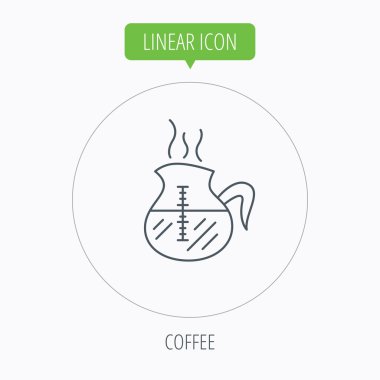 Kahve su ısıtıcısı simgesi. Sıcak bir içecek pot işareti.