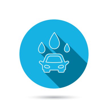 Oto yıkama simgesi. Temizleme İstasyonu su damlaları ile