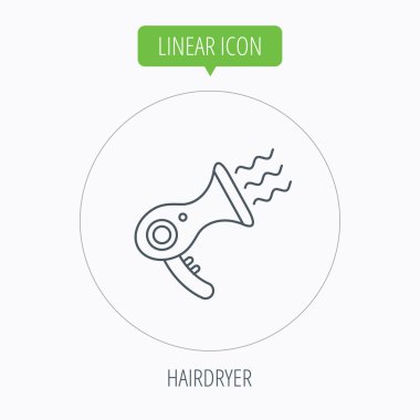 Saç kurutma makinesi simgesi. Elektronik blowdryer işareti.