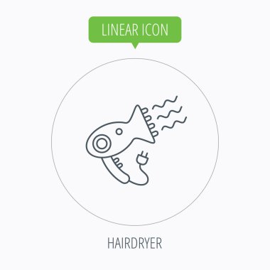 Saç kurutma makinesi simgesi. Elektronik blowdryer işareti.