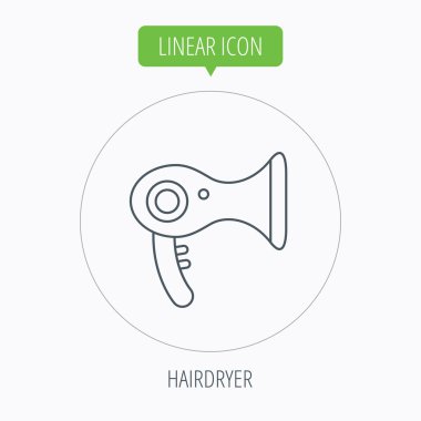 Saç kurutma makinesi simgesi. Elektronik blowdryer işareti.