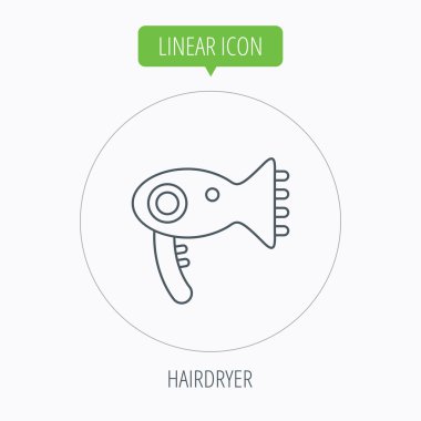 Saç kurutma makinesi simgesi. Elektronik blowdryer işareti.