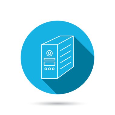 Bilgisayar sunucu simgesi. PC servis talebi veya kule işareti.