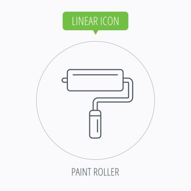 Boya silindiri simgesi. Boya Fırçası aracı işareti.