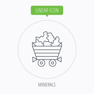 Mineraller simgesi. Mücevher değerli taşlar ile el arabası.