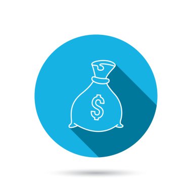 Dolar simgesiyle çuval. Para çantası işareti.