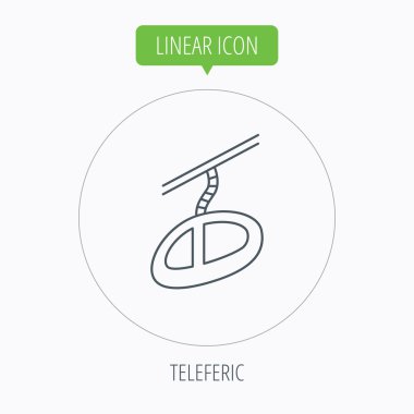 Teleferic simgesi. Teleferik kablo-demiryolu işareti.