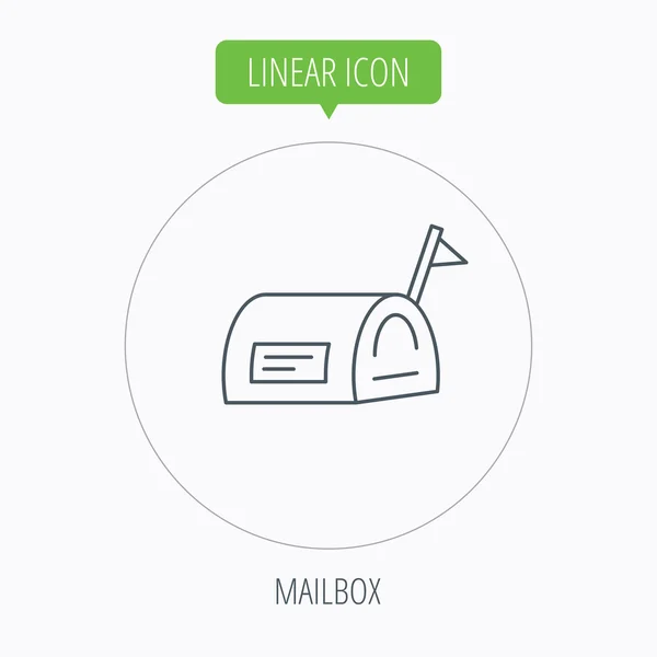 Poštovní schránka s ikonu příznaku. Odeslat e-mail box znamení. — Stockový vektor