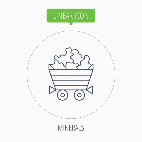 Minerals icon. Wheelbarrow with jewel gemstones. — Stock Vector