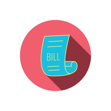 Bill simgesi. Belge işareti ödemek.