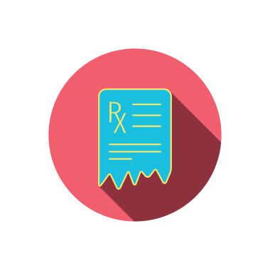 Tıbbi reçete simgesi. Sağlık belge işareti.