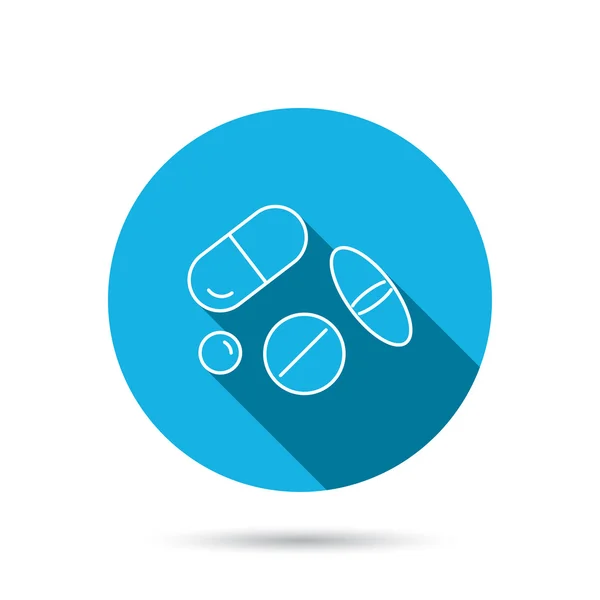 Pillen pictogram. Geneeskunde tabletten of drugs teken. — Stockvector