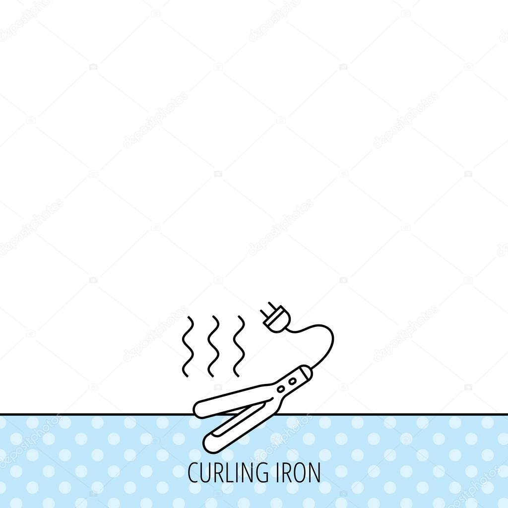 Curling iron icon. Hairstyle electric tool sign.