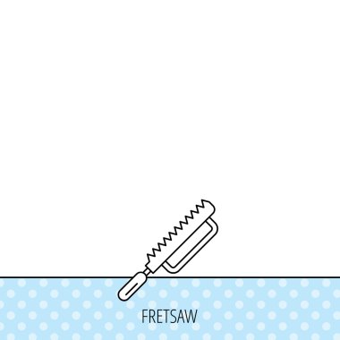 Fretsaw simgesi. İş aracı işareti marangoz.