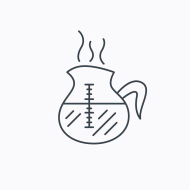 Kahve su ısıtıcısı simgesi. Sıcak bir içecek pot işareti.