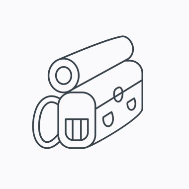 Sırt çantası simgesi. Seyahat ekipman işareti.