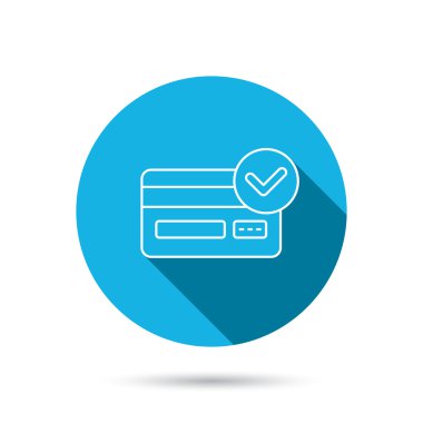 Onaylı kredi kartı simgesi. İşareti alışveriş.