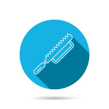 Fretsaw simgesi. İş aracı işareti marangoz.