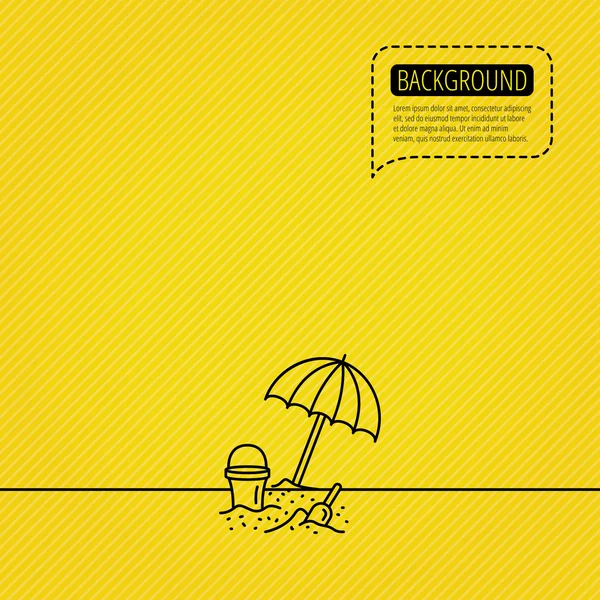 Plaj şemsiyesi kum simgesi. Kürekle kova.