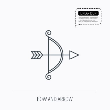 Ok simgesi ile yay. Sevgililer silah işareti.