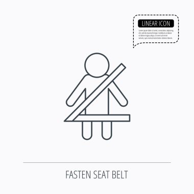 Emniyet kemeri simgesi bağlayın. İnsan siluet işareti.