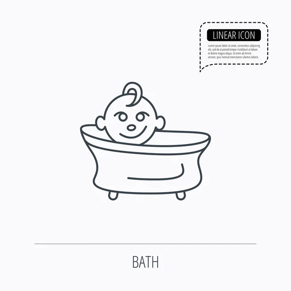 Baby in Badewanne. Kleinkind-Badezeichen. — Stockvektor